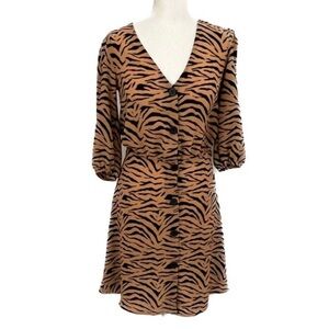 Vintage Tiger Print Animal Print Dress with 3/4 sleeves